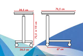 Table de Lit Blanche - Hauteur variable assistée par vérin -