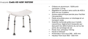 Chaise 2 en 1 ou Tabouret de douche - CADIZ - Invacare