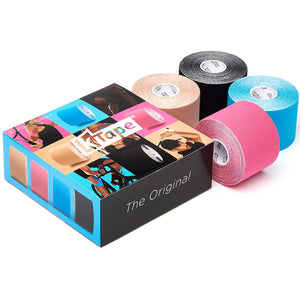 Boîte de 4 rouleaux de Bande adhésive élastique - 5cm x 5m - 5 couleurs - K-Tape