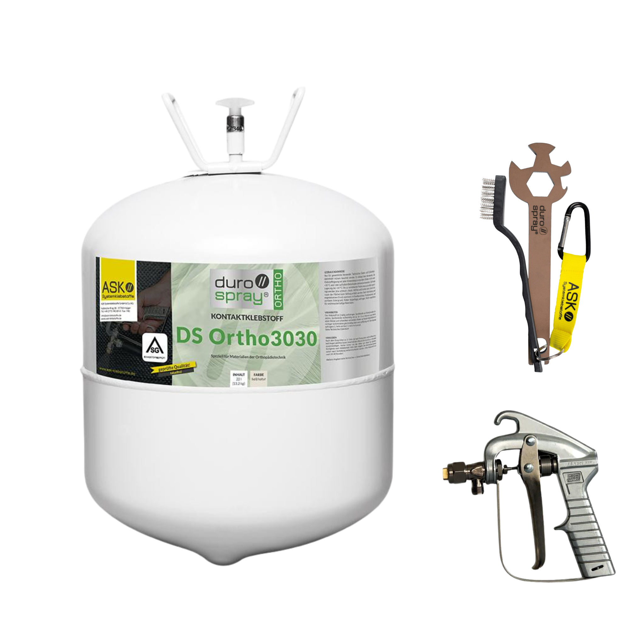 Pack complet DuroSpray Colle contact DS Ortho3030 et ses accessoires - ASK