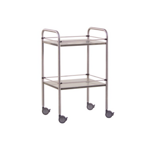 Guéridon en inox - 2 plateaux - 90 x 55 x 80 cm - Galeries amovibles