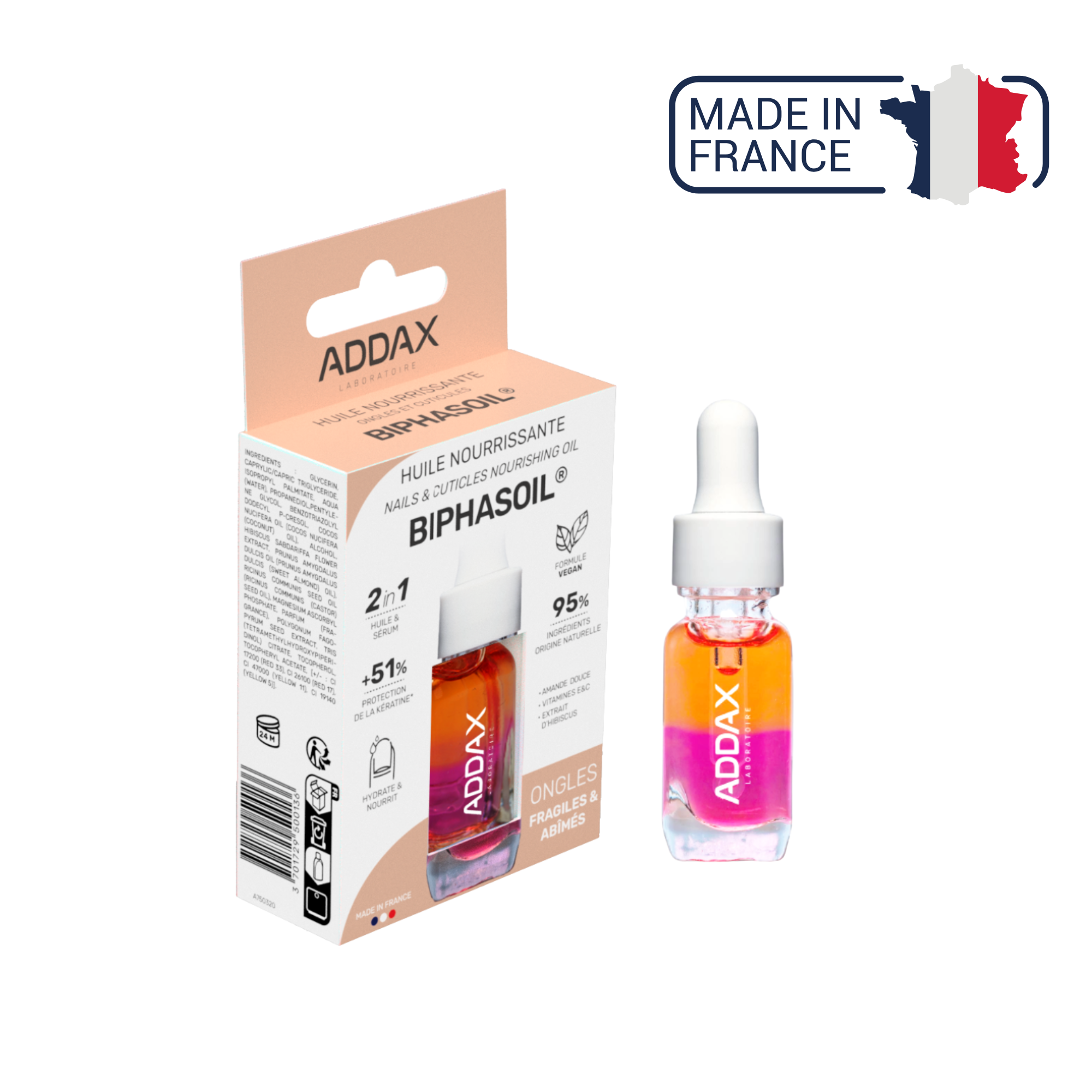 BIPHASOIL® - Sérum nourrissant 2 en 1 Ongles et Cuticules - 11 ml - Laboratoire Addax Laboratoire Addax