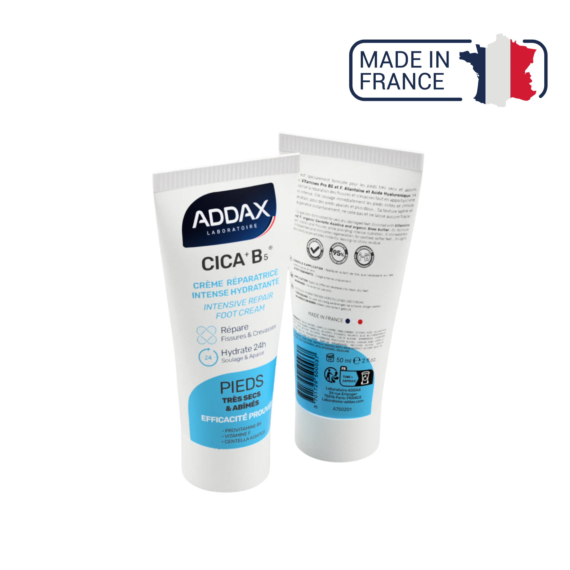 CICA + B5® - Crème pieds réparatrice intense hydratante - 50 ml - Laboratoire Addax