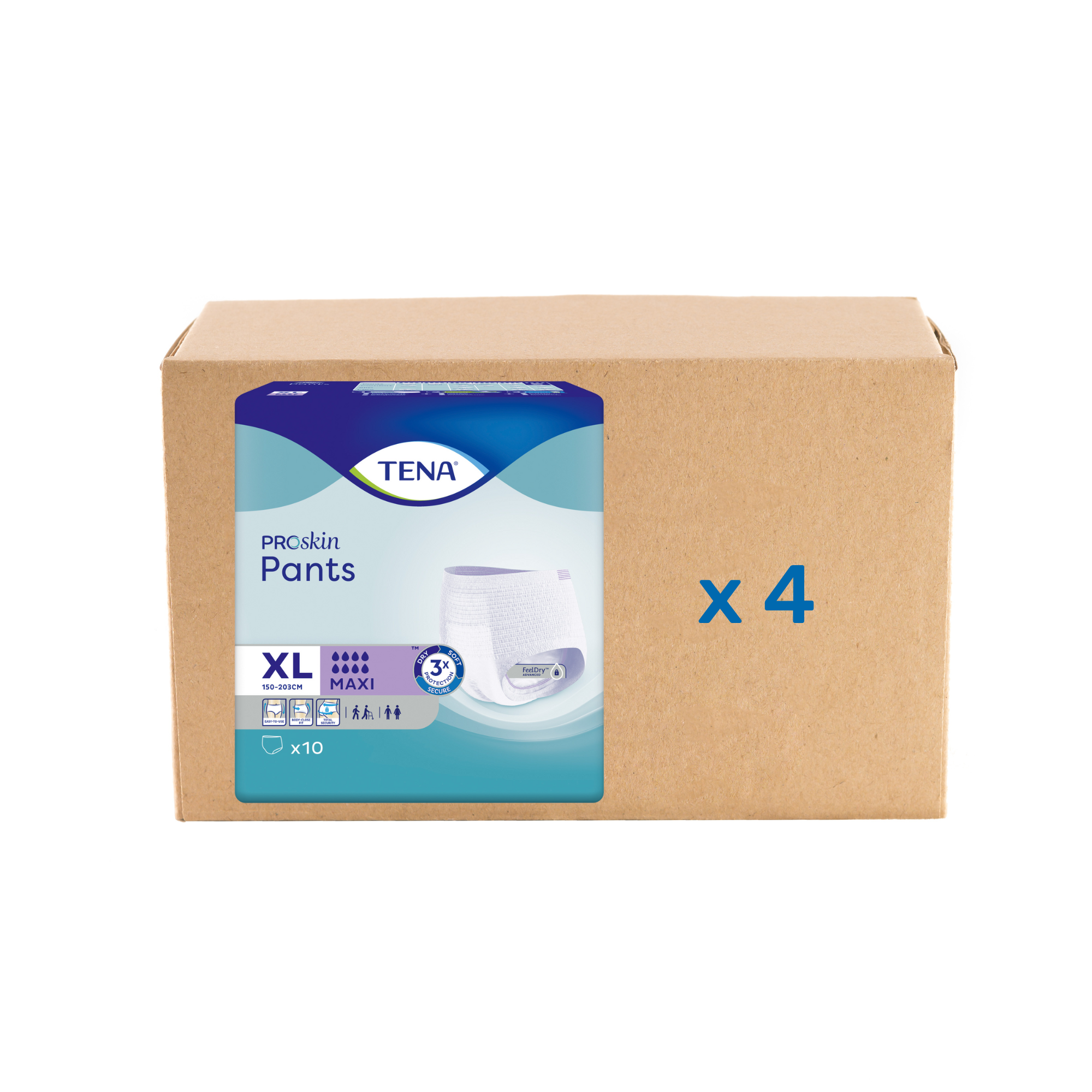 Pack 4x10U Tena Pants Proskin - Maxi -  8 gouttes - 4 tailles - Tena