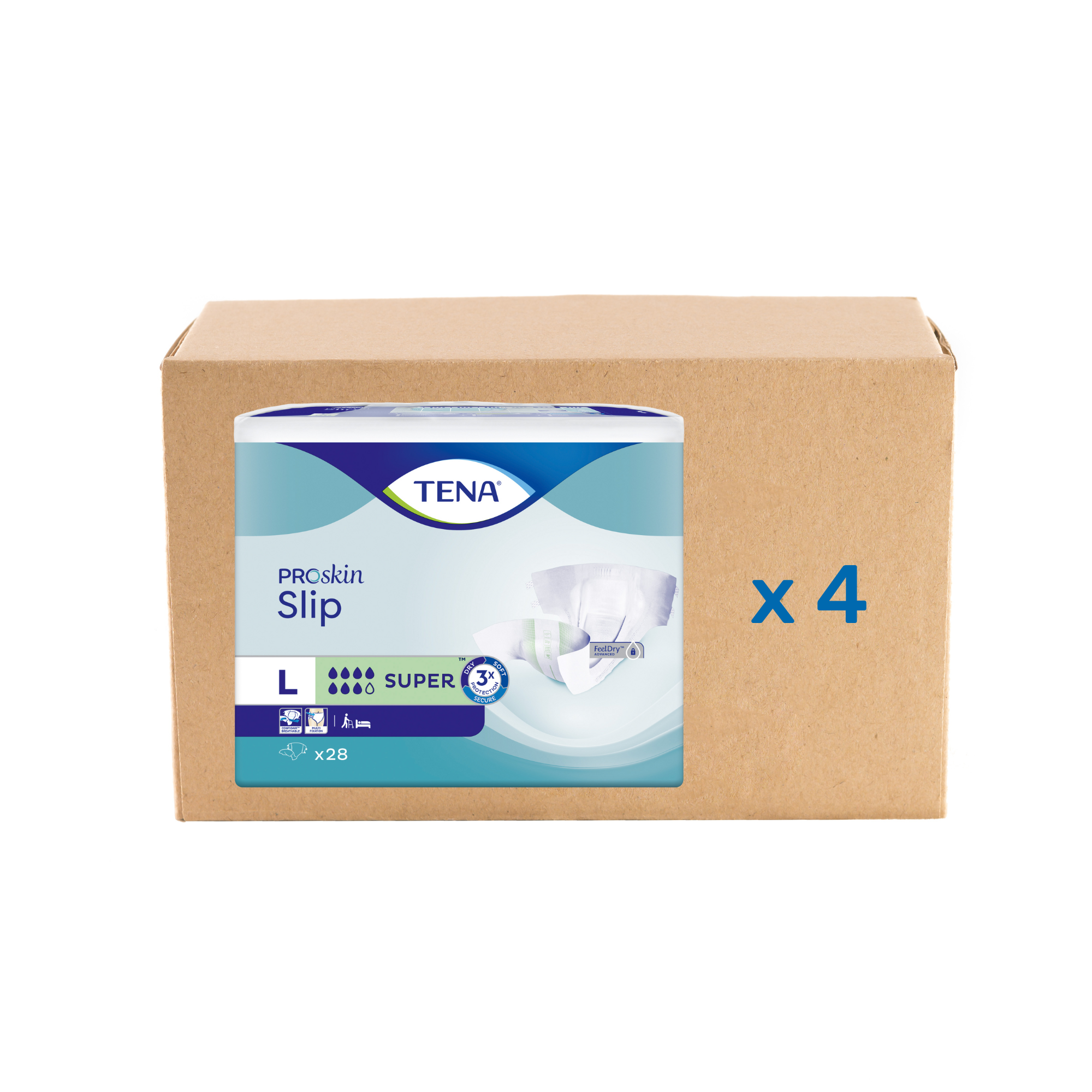 Pack 3x30/28U Tena Slip Proskin Super - 7 gouttes - 4 tailles - Tena