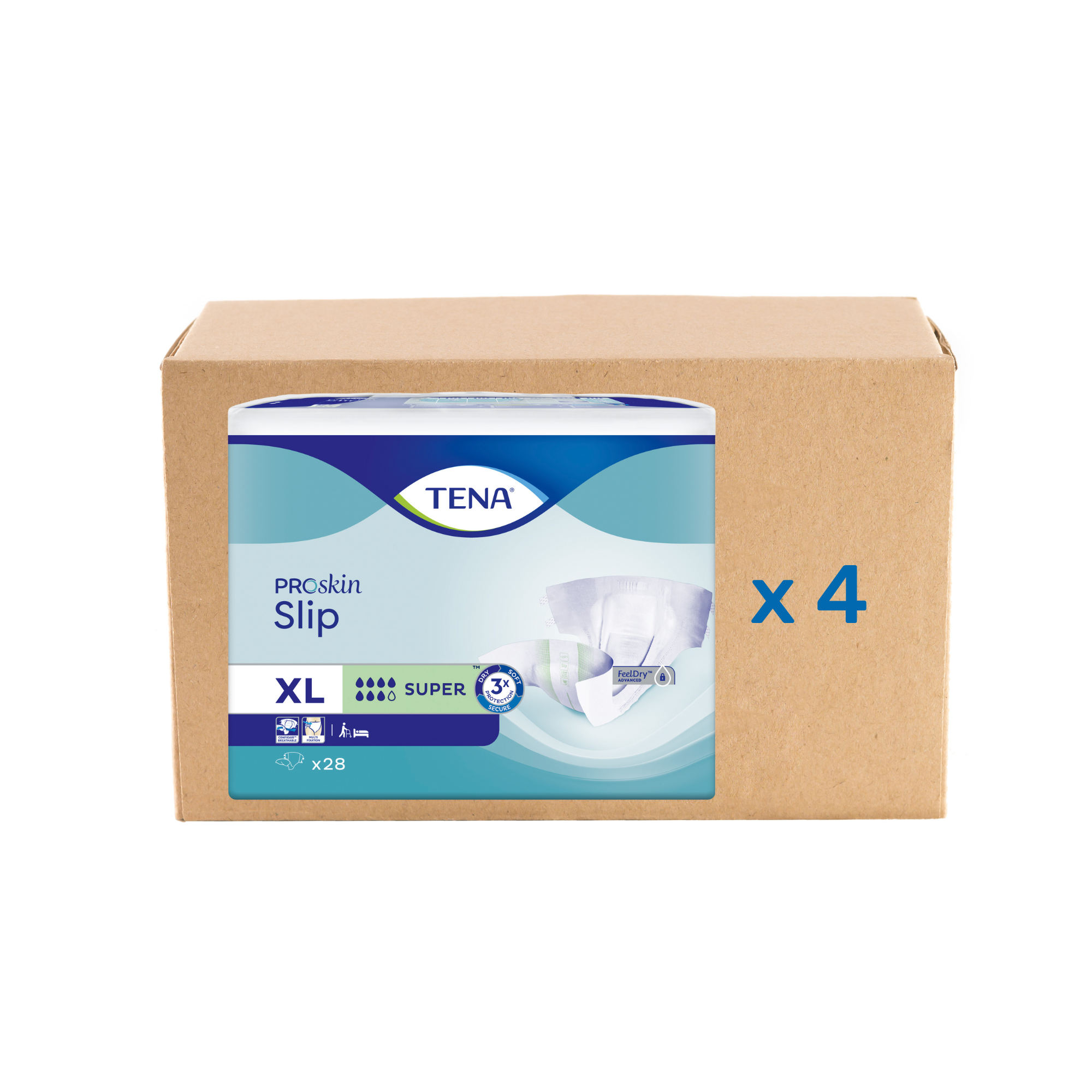 Pack 3x30/28U Tena Slip Proskin Super - 7 gouttes - 4 tailles - Tena