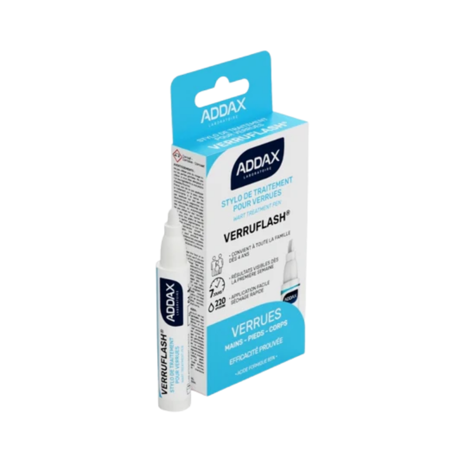VERRUFLASH® Stylo - Traitement Verrues mains, pieds et corps - 3 ml - Laboratoire Addax Laboratoire Addax