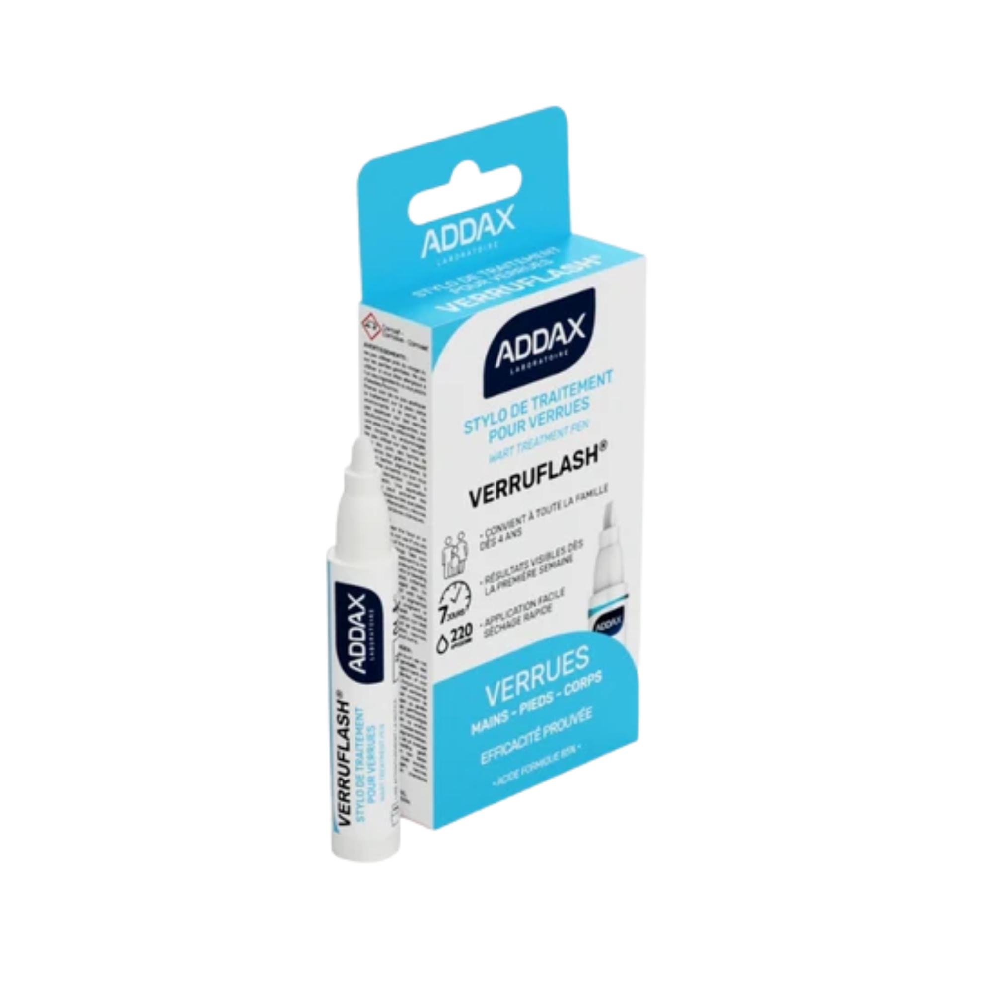 VERRUFLASH® Stylo - Traitement Verrues mains, pieds et corps - 3 ml - Laboratoire Addax Laboratoire Addax