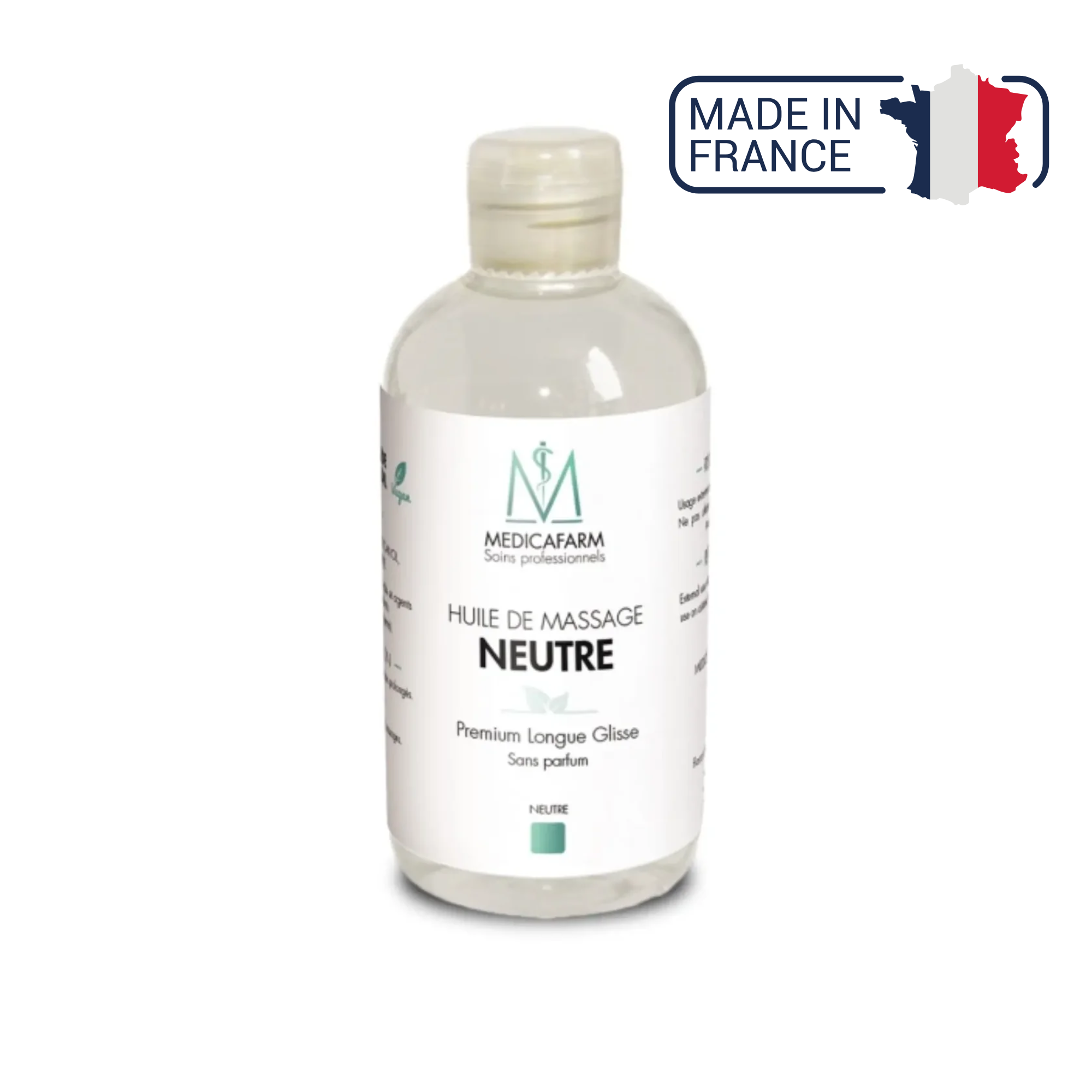 Huile de massage neutre longue glisse - Flacon stop-goutte 250 ml - Medicafarm