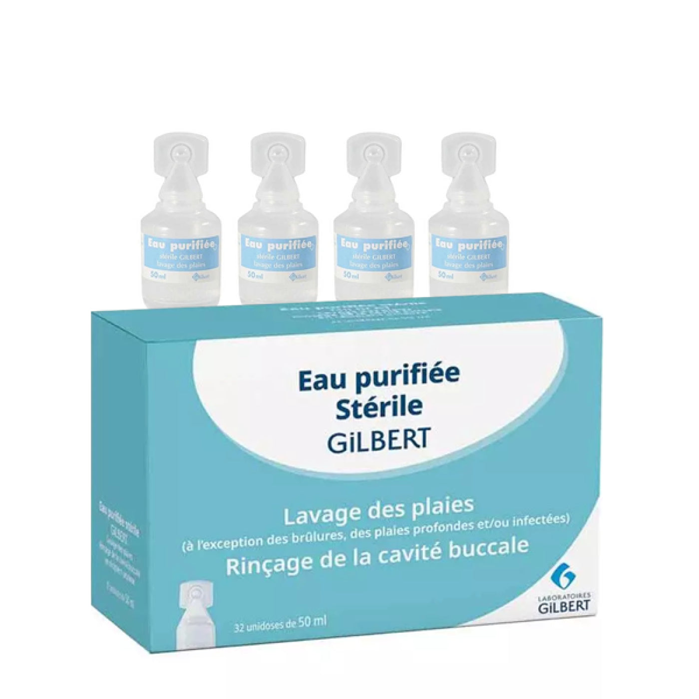 Sterile purified water 50 ml - box of 32 - Gilbert Laboratories