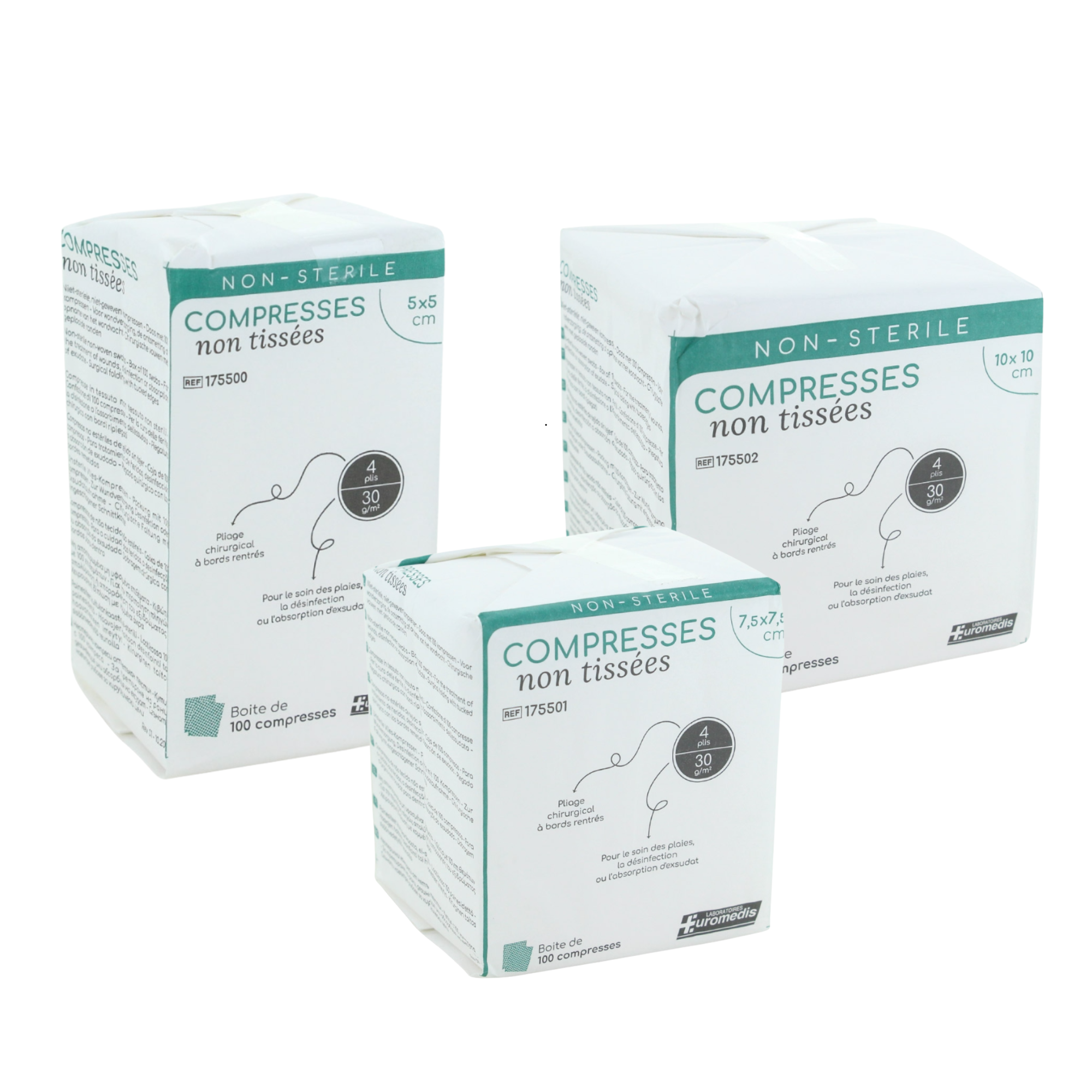 Compresse non-tissée non stérile - 30g/m2 - Euromédis