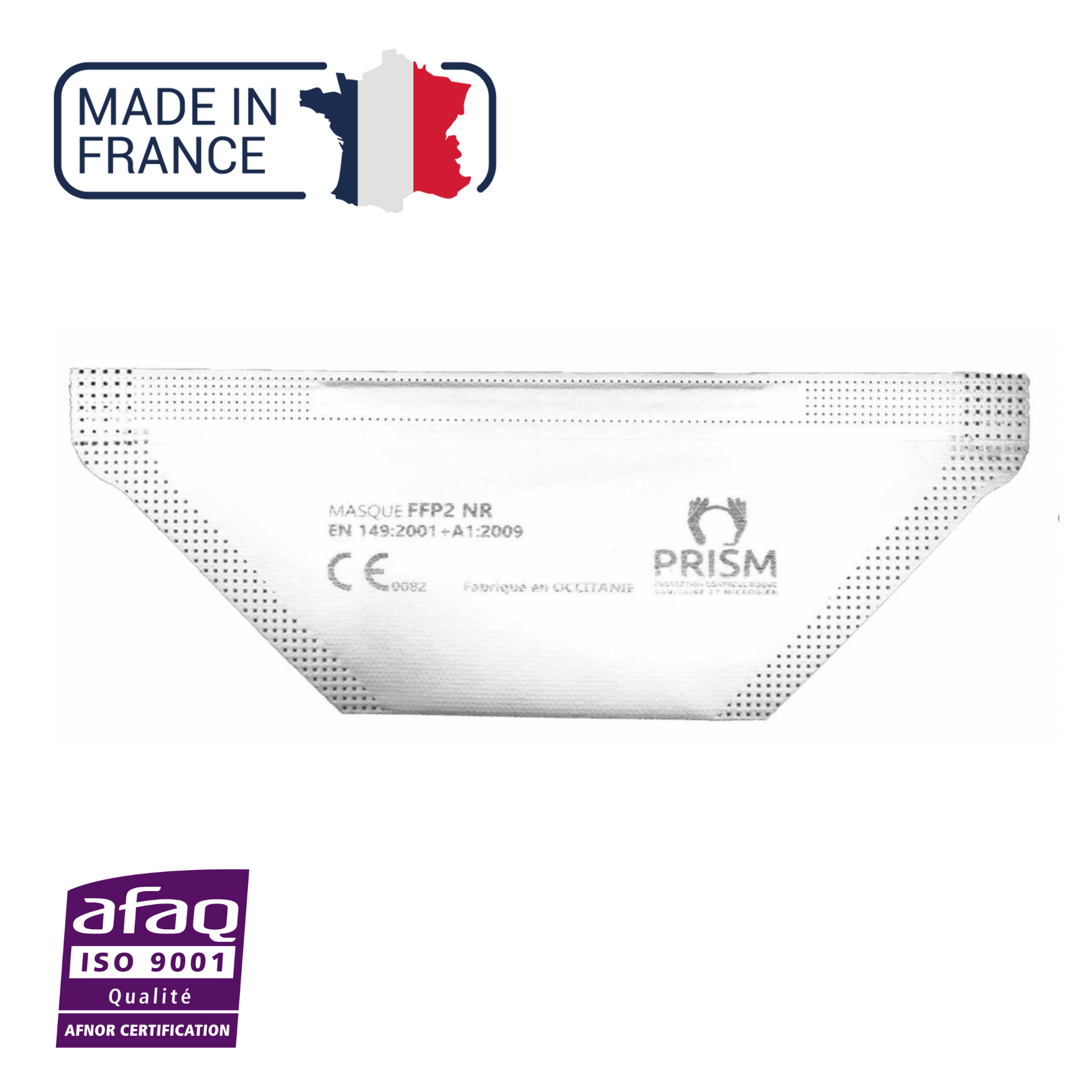 Boite de 30 masques FFP2 blancs - Fabriqués en France - Prism