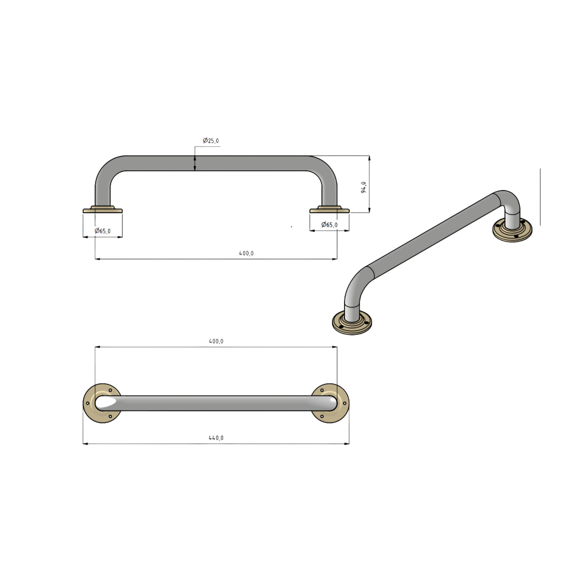 Steel / Epoxy Grab Bar - 3 models - JOLETI
