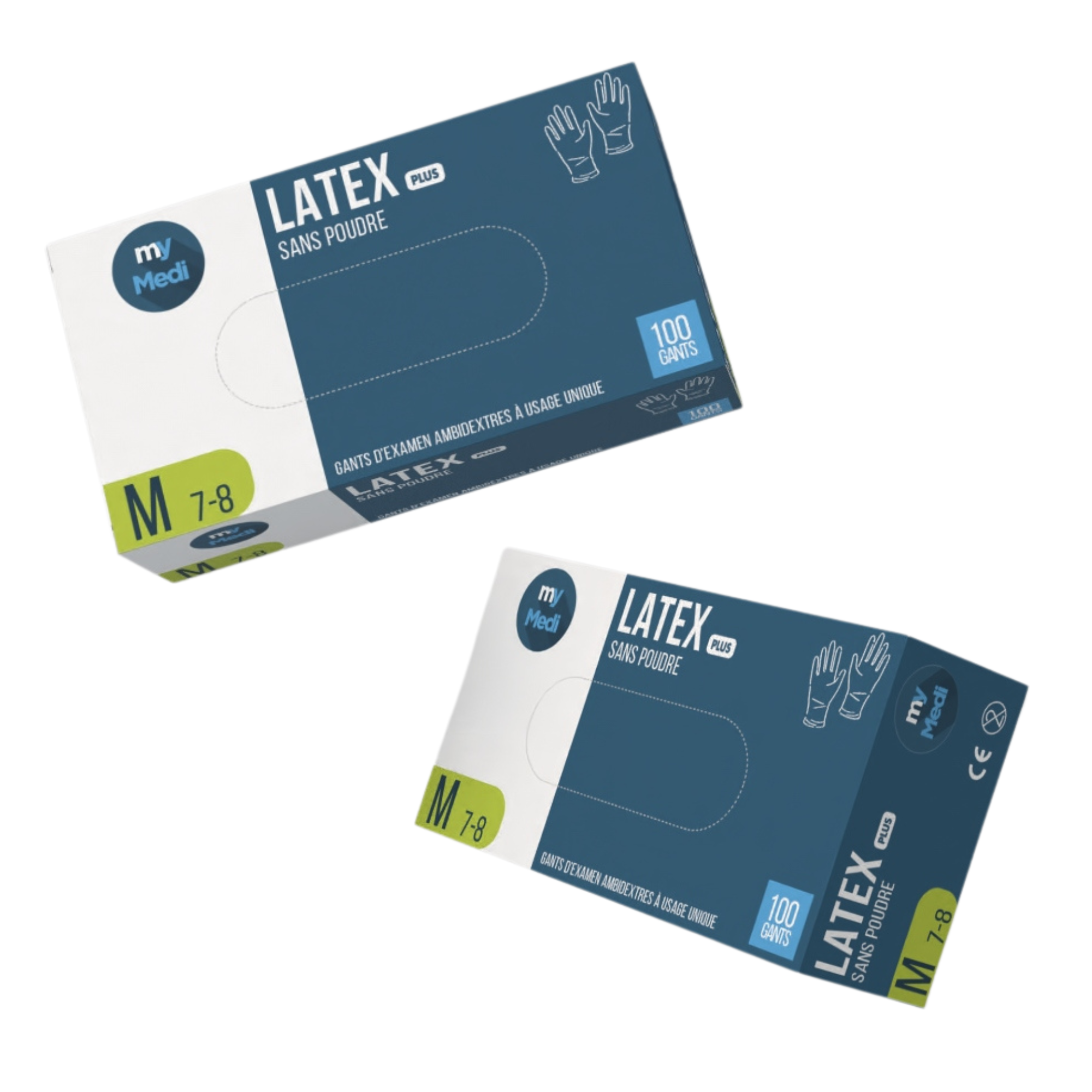 Gants d'examen - Latex - Sans poudre - Ambidextres - Boite de 100 - My Médical