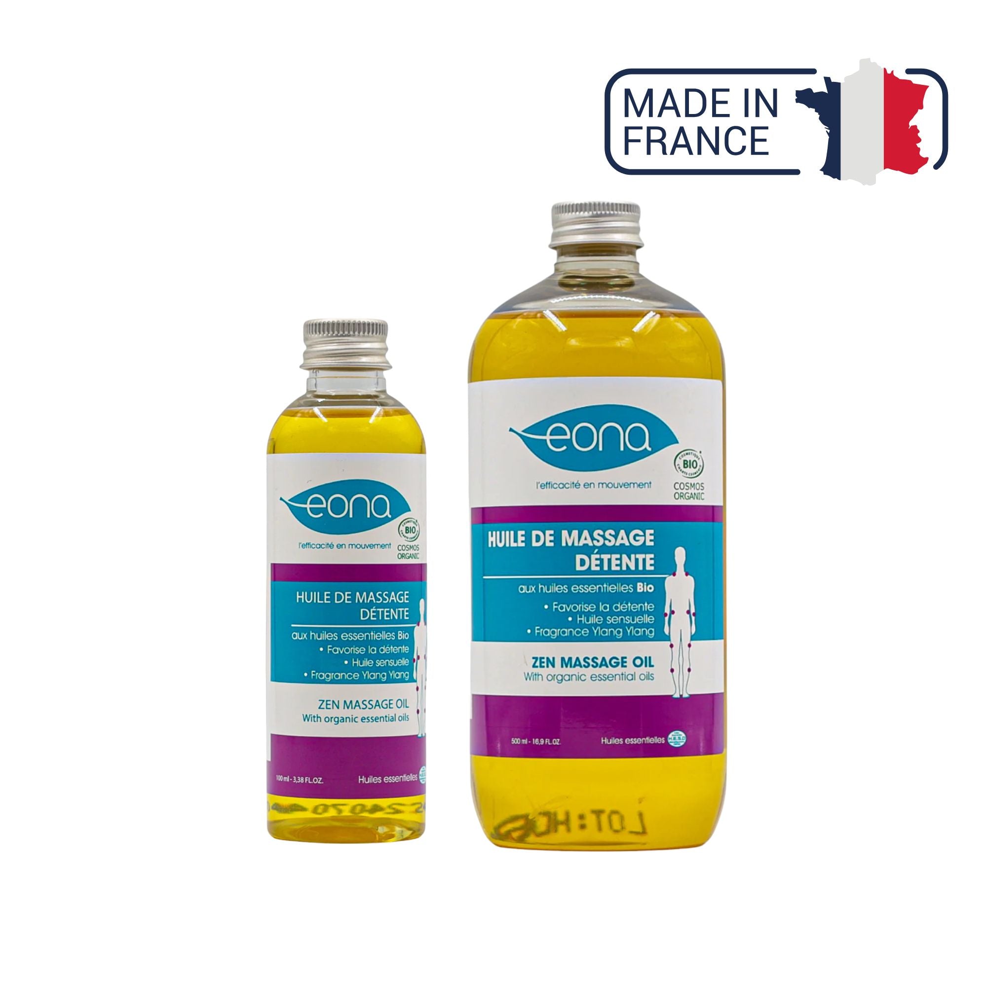 Huile de massage - Détente - Bio - 2 contenances - Eona