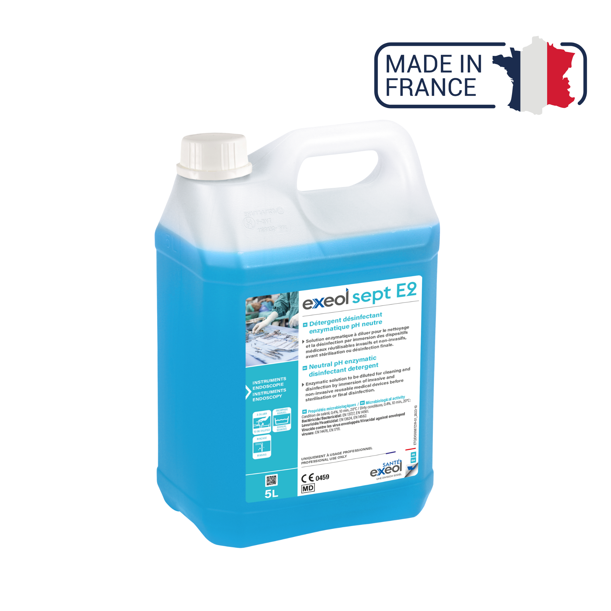 Exeol Sept E2 - Détergent désinfectant enzymatique pH neutre - Sodel
