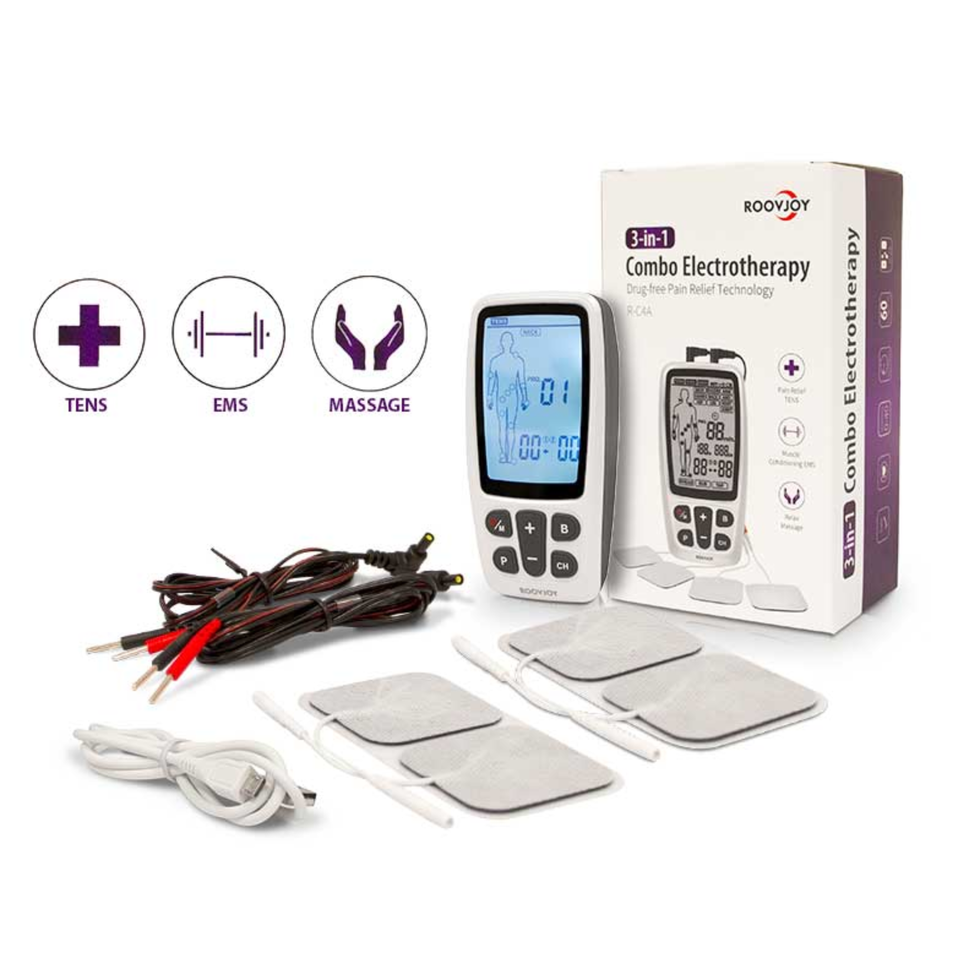 Électrostimulateur - Tens/Ems/Massage - 2 canaux - 60 programmes
