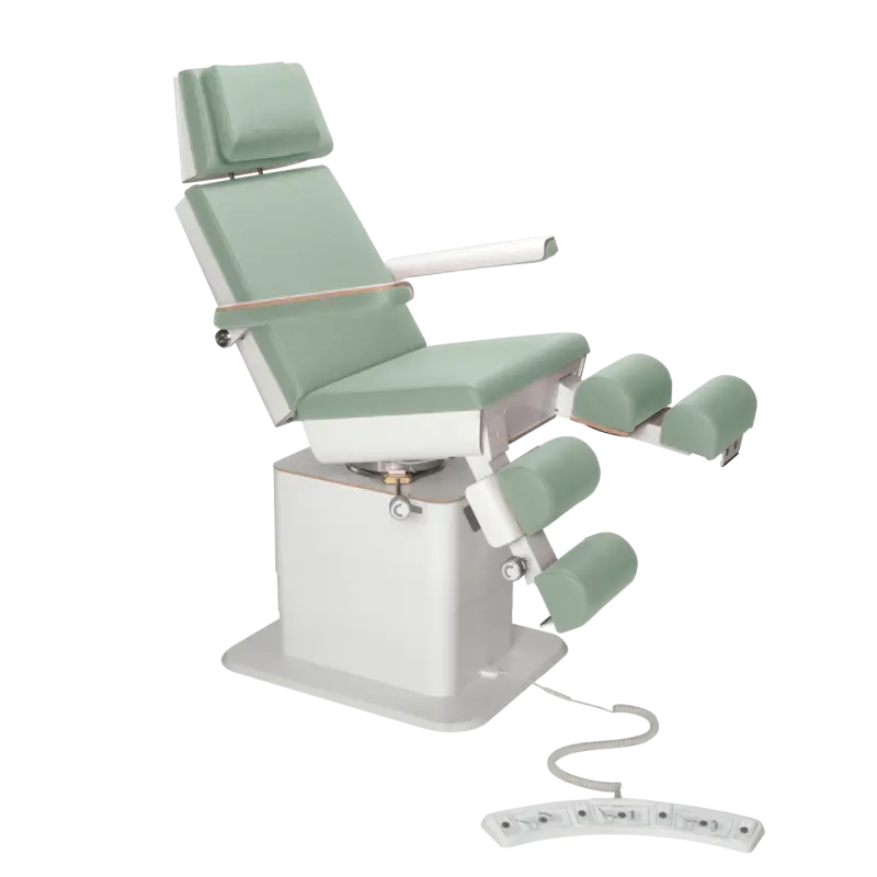 Fauteuil de pédicurie - MOON - Relevage électrique - Filaire - Ruck My Podologie  Sauge-3-moteurs-Blanc