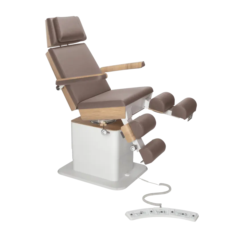 Fauteuil de pédicurie - MOON - Relevage électrique - Filaire - Ruck My Podologie  Muscade-3-moteurs-Chêne