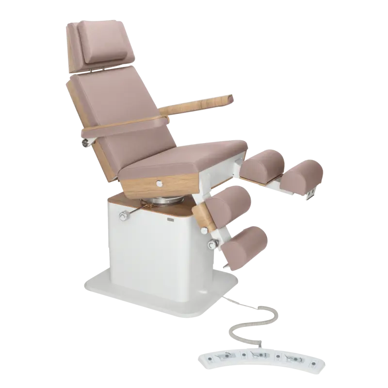 Fauteuil de pédicurie - MOON - Relevage électrique - Filaire - Ruck My Podologie  Taupe-5-moteurs-Chêne