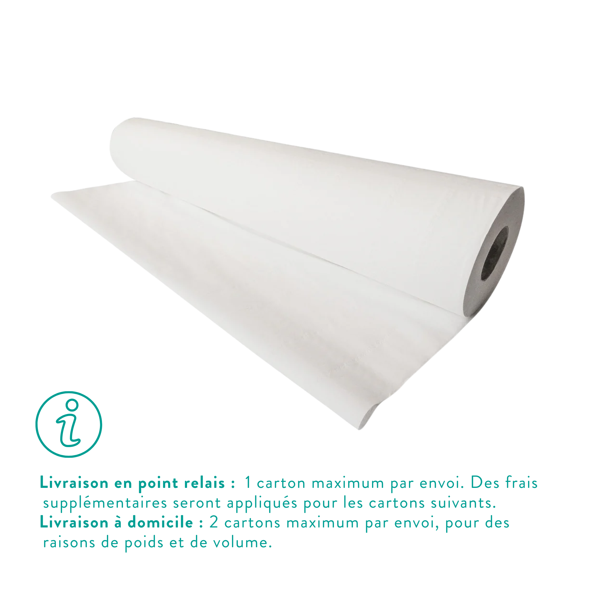 6 rouleaux Draps d'examen Larges blancs - 142 formats - 2 Plis lisses