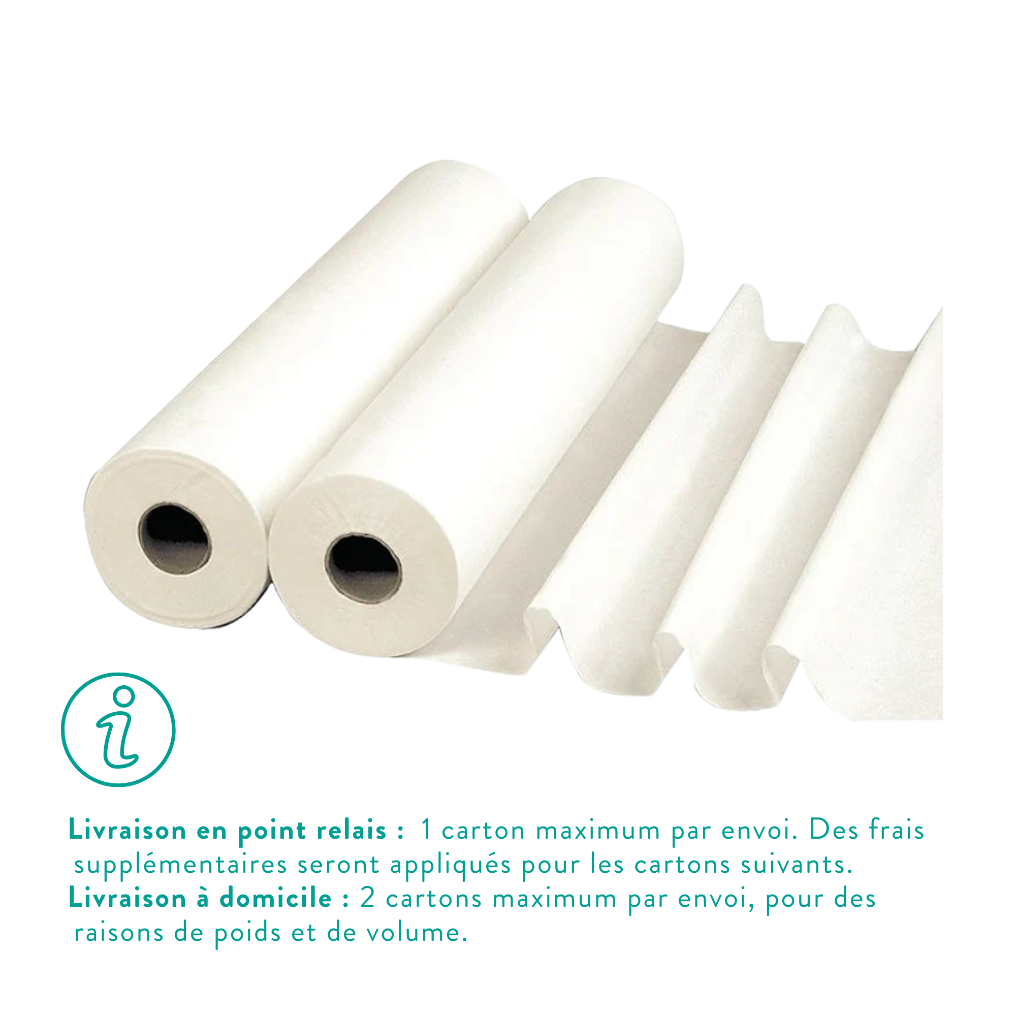 6 rouleaux Draps d'examen Larges blancs - 135 formats - 2 Plis lisses