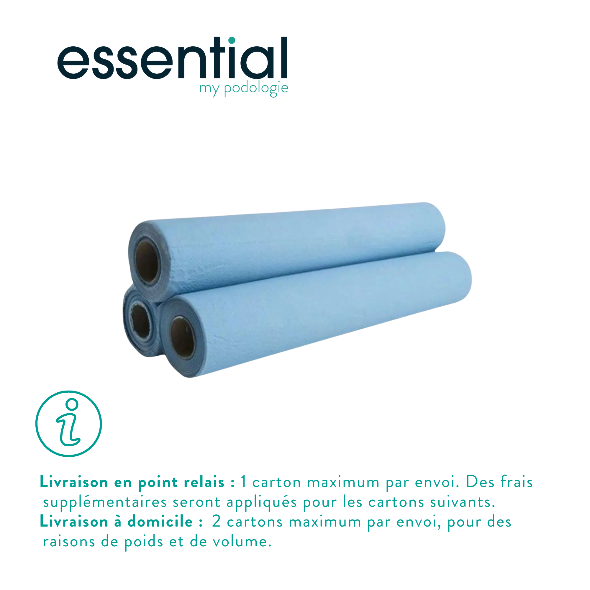 6 rolls of blue laminated examination sheets - 132 sizes - 2 embossed folds