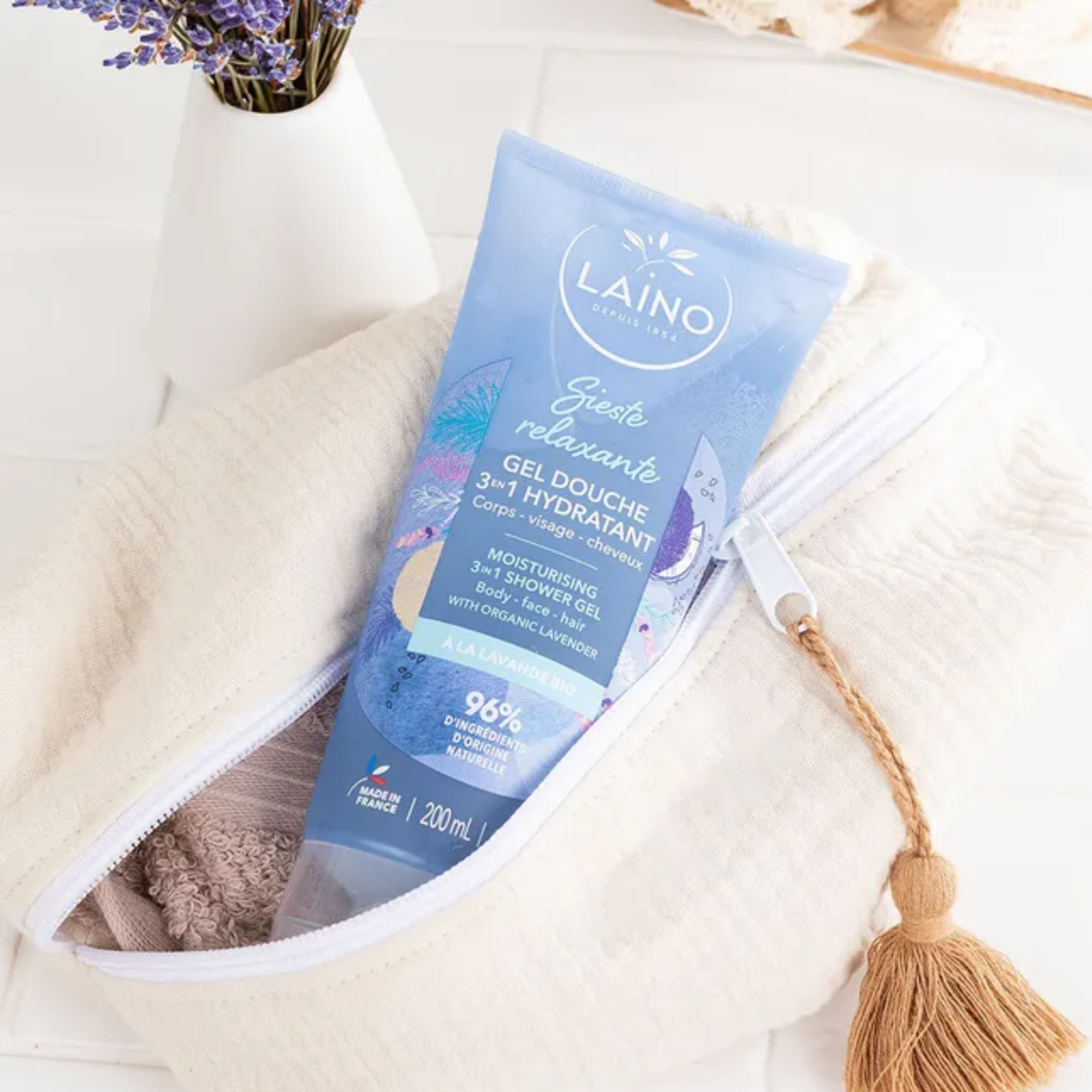 Gel Douche Hydratant - Lavande Bio - 3 en 1 - 200ml - Laino