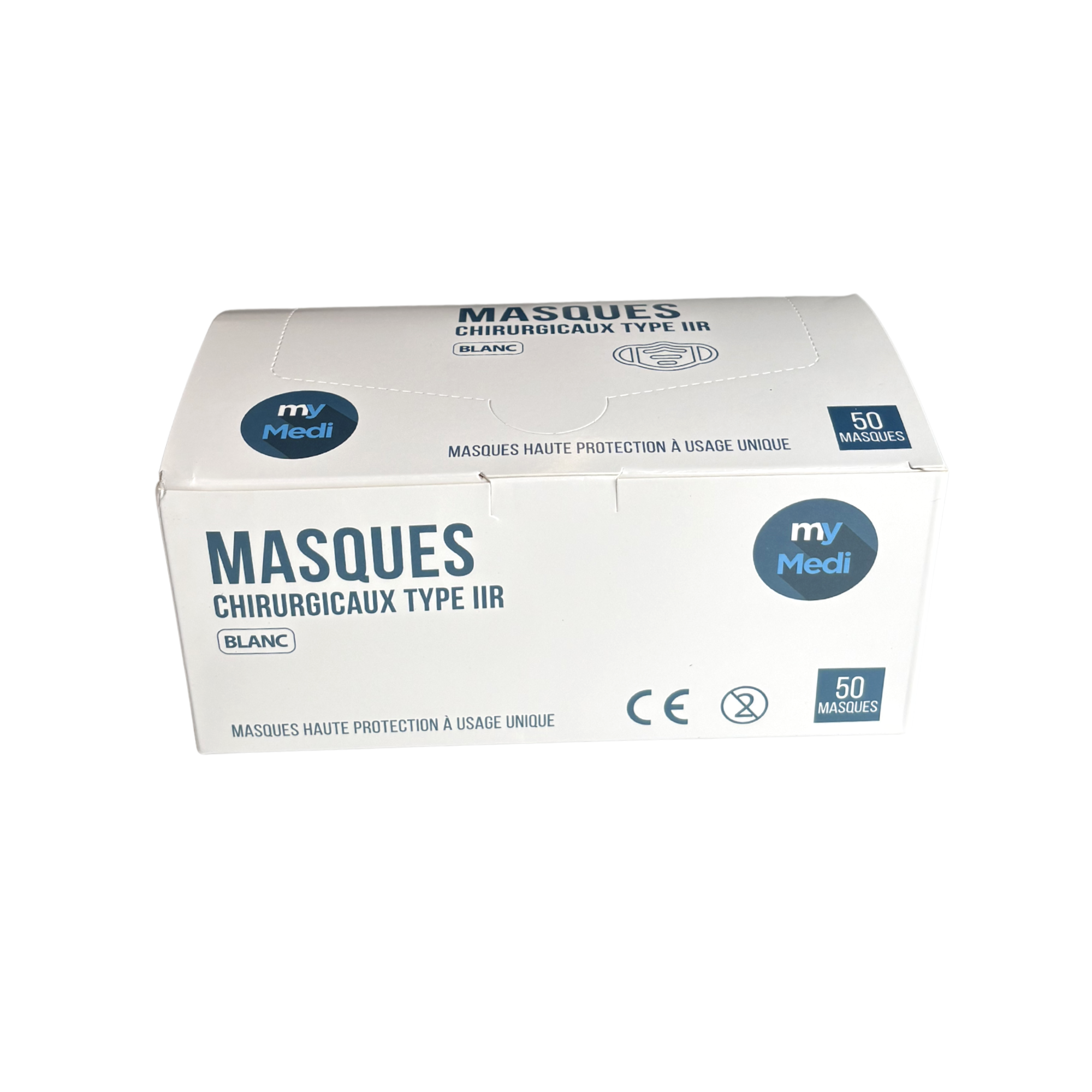 Masque chirurgical - 3 plis de type IIR - Norme EN14683 - Certification CE - Boîte de 50 masques - 3 coloris - My Médical