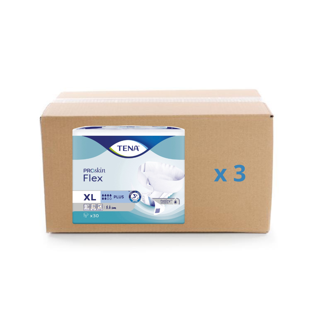 Pack 3x30U Change Tena Flex Proskin - Plus 6 gouttes - 4 tailles - Tena - My Médical