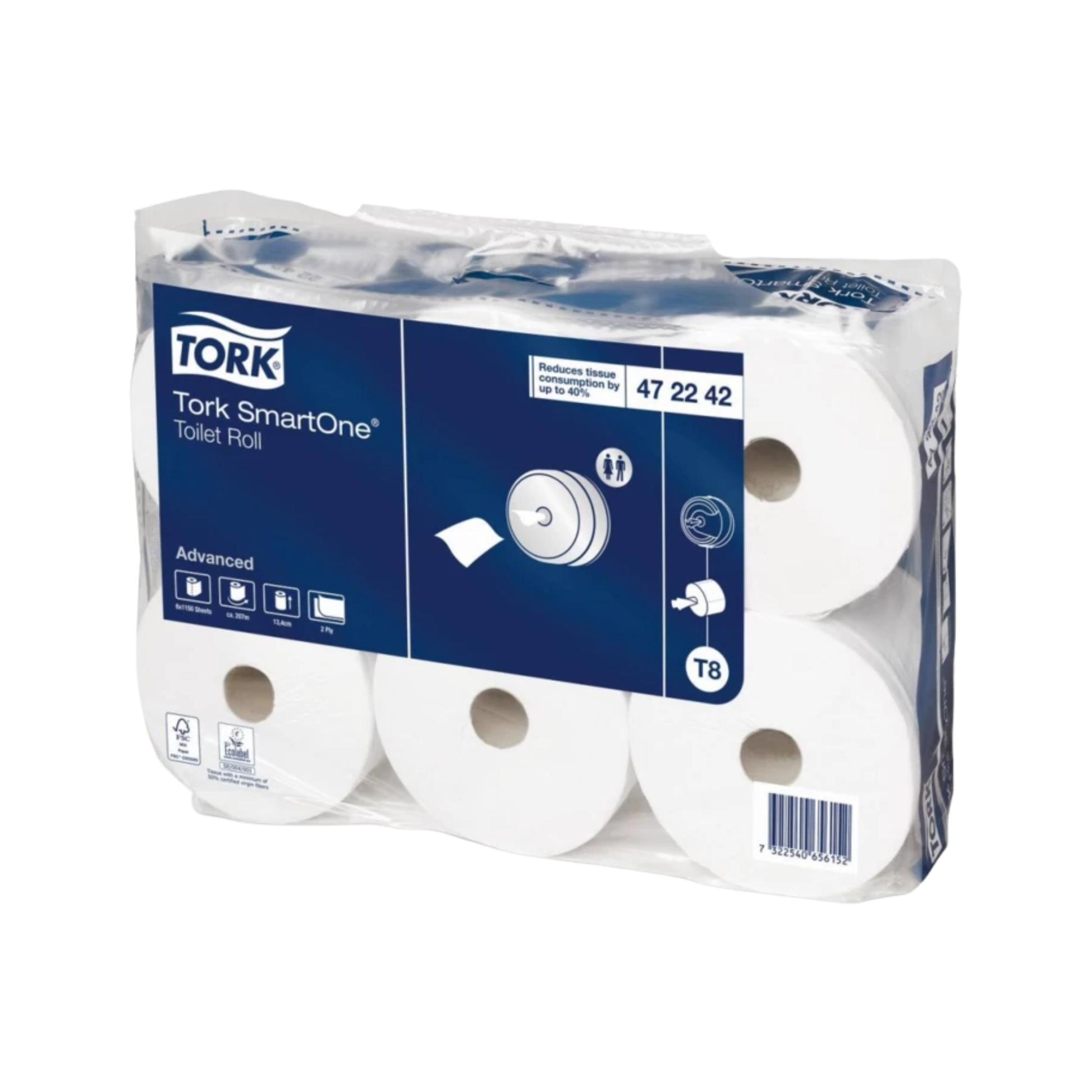 Papier Toilette Tork SmartOne - 6 rouleaux de 1150 formats - TORK - My Médical