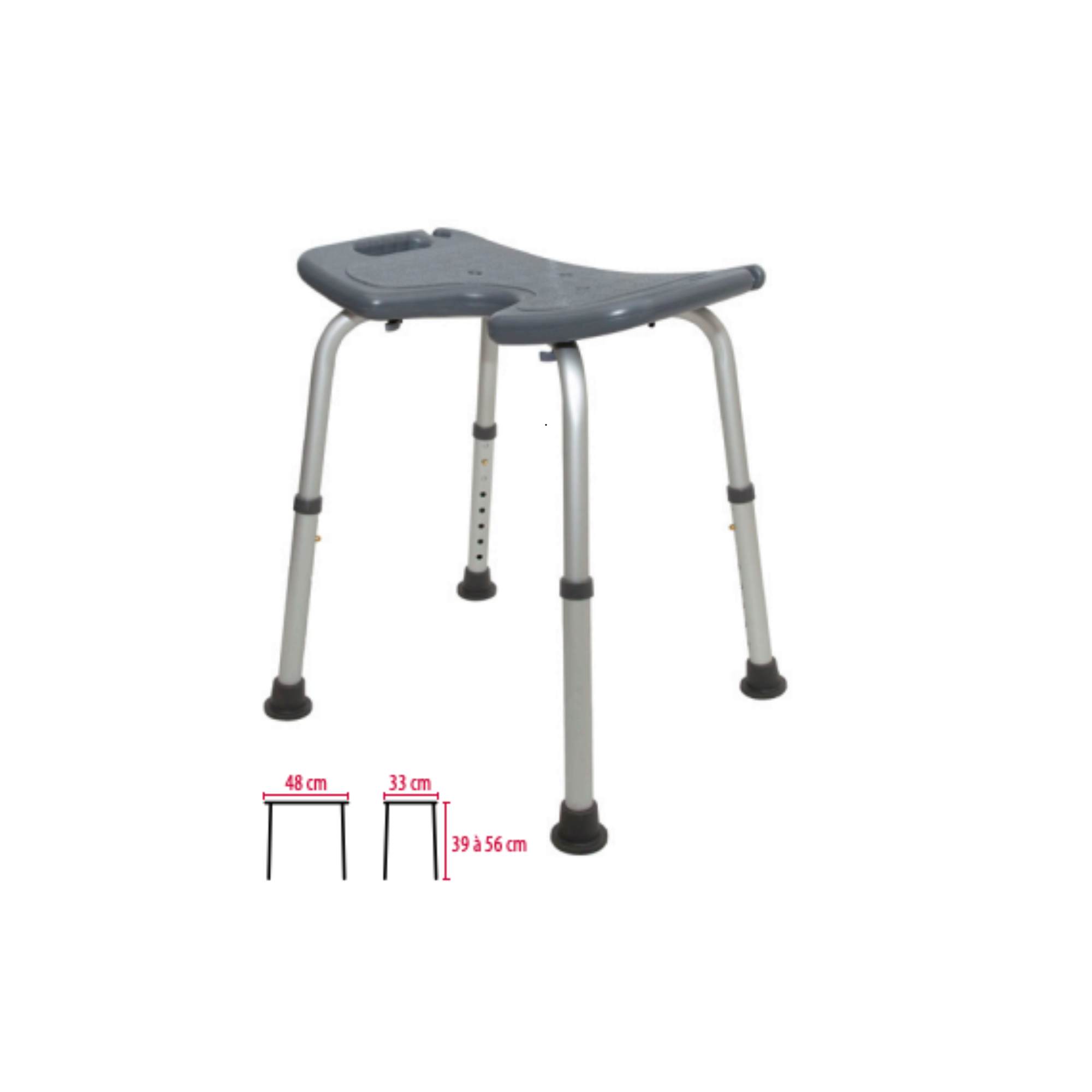 Siège de douche à ouverture hygiénique - gris - Siège ou tabouret - Joleti - My Médical