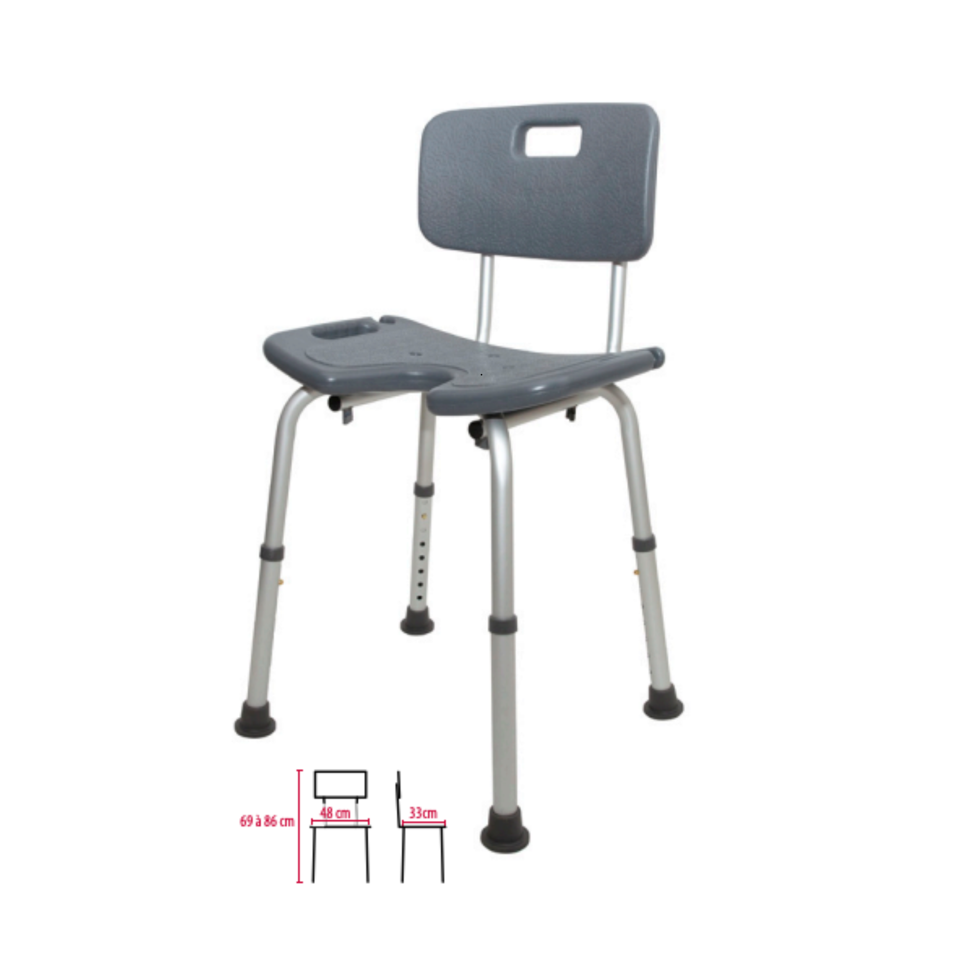 Siège de douche à ouverture hygiénique - gris - Siège ou tabouret - Joleti - My Médical