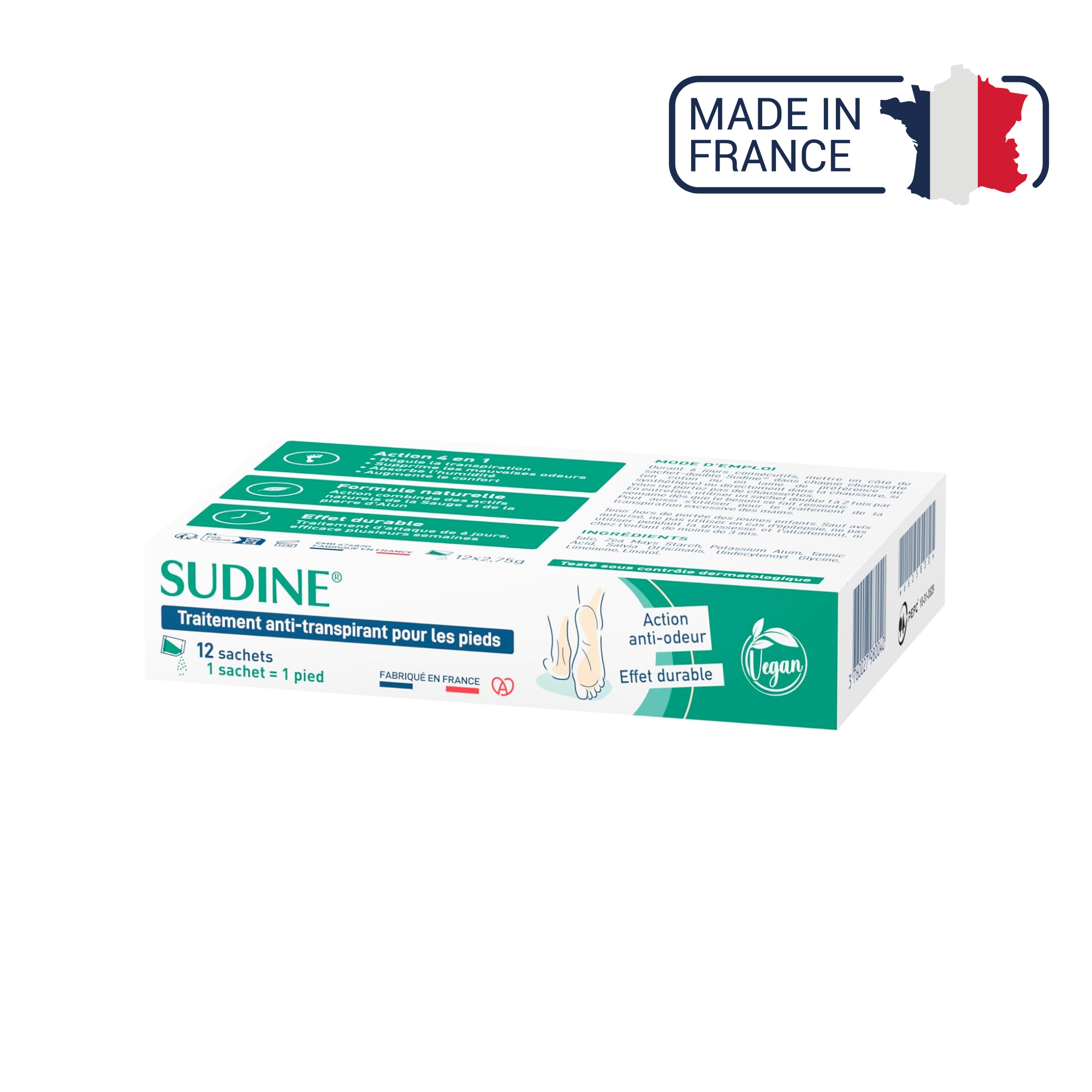 Sudine - Poudre traitement anti-transpirant pour les pieds - My Médical