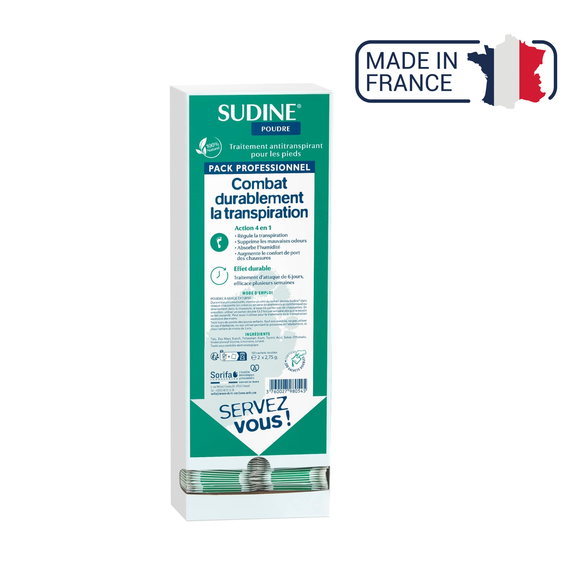 Sudine - Poudre traitement anti-transpirant pour les pieds - My Médical