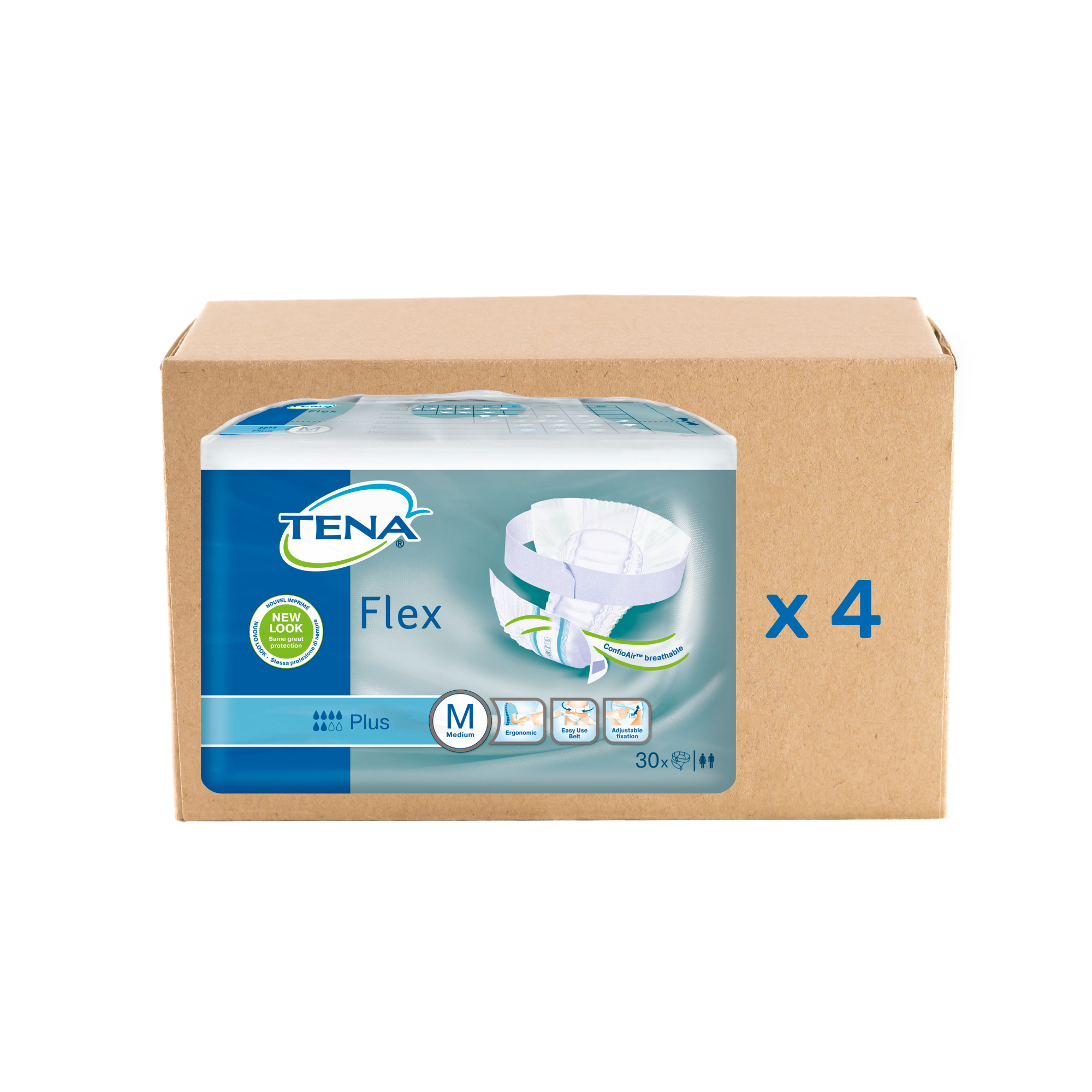 Pack 3x30U Change Tena Flex Proskin - Plus 6 gouttes - 4 tailles - Tena