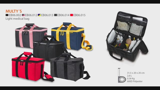 Load video: MULTY Medical Case - Red / Black Shoulder Strap - Elite Bags
